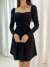 Emily Drape Detay Mini Elbise 582002 D-2 Siyah
