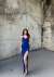 Emily Kruvaze Yaka İp Askı Yırtmaçlı Abiye 582193 Saks Mavisi