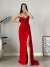 Fulya Straplez Yırtmaçlı Abiye 582467 Kırmızı