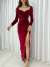 Hanny Yırtmaç Detay Kadife Abiye 582294 A-1 Bordo
