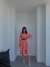 Linda Kemer Hediyeli Desenli Midi Elbise 78548 Pembe