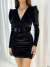 Lucy Kemer Detay Mini Kadife Elbise 582015 Siyah