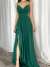 Talia İp Askı Kruvaze Yaka Yırtmaçlı Abiye 582189 B-7 Yeşil