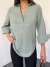 V Yaka Poplin Gömlek 0254 Mint Yeşili