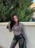 Yan Büzgülü Tül Bluz SS110 Leopar