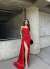 Allyso Degaje Yaka Yırtmaçlı Abiye 582243 A17x Kırmızı
