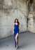 Emily Kruvaze Yaka İp Askı Yırtmaçlı Abiye 582193 A15x Saks Mavisi