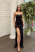 Feva Straplez Yırtmaçlı Abiye 582184 A9x Siyah