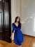 Leova Kemer Detay Kadife Mini Elbise 58644 Saks Mavisi