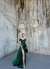 Stone Drape Yaka Yırtmaç Detay Kuyruklu Abiye 582553 Zümrüt