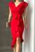  Kayık Yaka Eteği Volanlı Elbise 581663 Kırmızı
