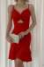 Aliza İp Askılı Bel Dekolte Elbise 582133 Kırmızı