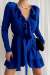 Amore Fırfır Yaka Kuşaklı Elbise 581842 B-10 Saks Mavisi