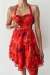 Astrid Minimal Desen Eteği Katlı Elbise B-9 Kırmızı