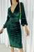 Banses Kruvaze Yaka Kadife Kalem Elbise 582303 D-6 Yeşil