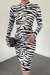 Desenli Dik Yaka Elbise 2773 B-10 Zebra