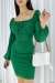 Fendy Büzgü Detay Mini Elbise 581890 C-1 Yeşil