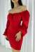 Fendy Büzgü Detay Mini Elbise 581890 C-1 Kırmızı