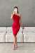 Holly Tek Askı Drapeli Saten Elbise 582538 B2 Kırmızı