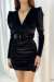 Lucy Kemer Detay Mini Kadife Elbise 582015 D-7 Siyah
