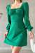 Margaret Kare Yaka Göğüs Drapeli Elbise 581476 Yeşil