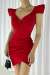 Meric  Kruvaze Etek Detay  Elbise 582148 Kırmızı