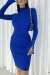 Mişa Kol Düğme Detay Triko Elbise 0252 K-1 Saks Mavisi