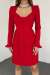 Ön Detay Etek Pileli Elbise 3774 Kırmızı