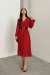 Pliseli Şifon Elbise 3073 Kırmızı