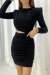 Vatka Detay Bel Dekolte Mini Elbise 582003 Siyah