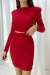 Vatka Detay Bel Dekolte Mini Elbise 582003 Kırmızı
