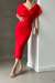 Viola İnci Detay Kemerli Elbise 582167 Kırmızı